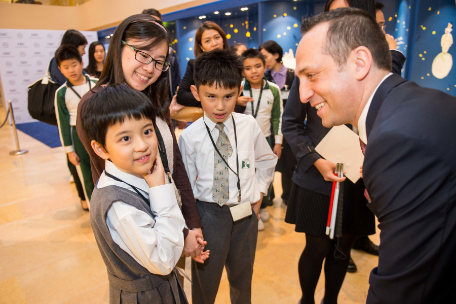 HANDOUT - Arnau Nazare-Aga artist of the The Little Prince Exhibition of and Olivier D' Agay great-nephew of the Antonie de Saint-Exupery attends the Ebenezer School Student Tour at The Little Prince Exhibitions at the Pacific Place shopping mall on 2nd of December 2015 in Hong Kong, China.  (PHOTOPRESS/ Photo by Aitor Alcalde / studioEAST)