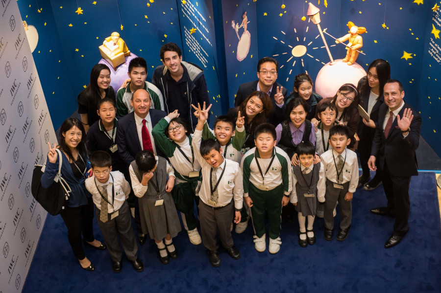 HANDOUT - Arnau Nazare-Aga artist of the The Little Prince Exhibition of and Olivier D' Agay great-nephew of the Antonie de Saint-Exupery attends the Ebenezer School Student Tour at The Little Prince Exhibitions at the Pacific Place shopping mall on 2nd of December 2015 in Hong Kong, China.  (PHOTOPRESS/ Photo by Aitor Alcalde / studioEAST)